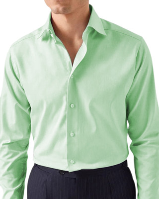 Cognoscente Men Solid Casual Light Green Shirt