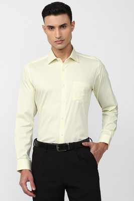 VAN HEUSEN Men Printed Formal Yellow Shirt