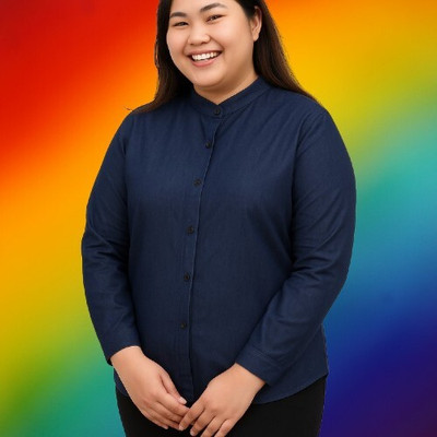 Wingzss Women Solid Casual Blue Shirt