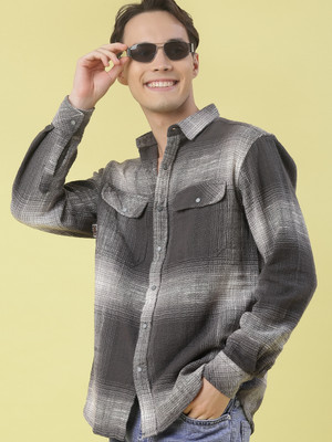 V-MART Men Dyed/Ombre Casual Grey Shirt