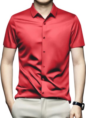 Filohevis Men Solid Formal Red Shirt