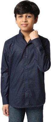 TAHVO Boys Solid Casual Dark Blue Shirt