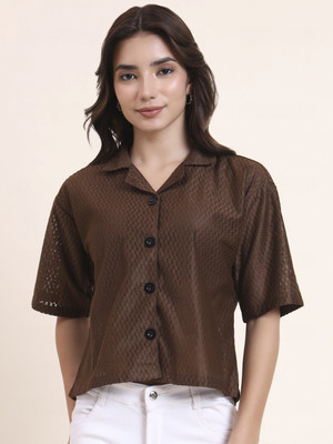 Sofisty Women Self Design Casual Brown Shirt