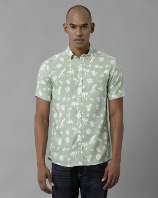VOI JEANS Men Printed Casual Green, White Shirt