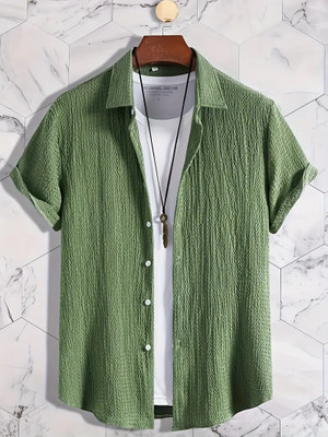 METRONAUT Men Solid Casual Light Green Shirt