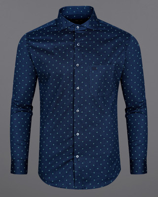 HOC Men Printed Casual Blue Shirt