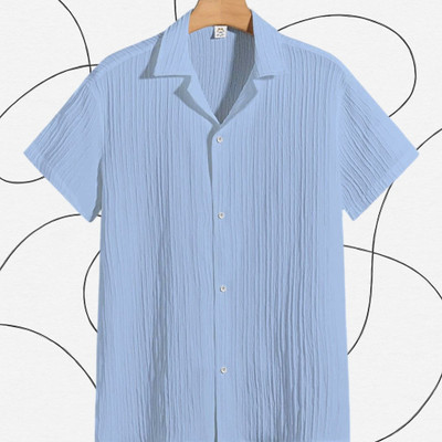 Jenil Fashion Men Striped Casual Light Blue Shirt
