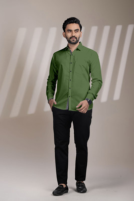 HPF manscraft Men Solid Casual Green Shirt