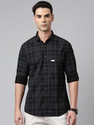 Majestic Man Men Checkered Casual Black Shirt