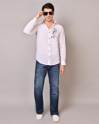white apple jns Men Solid Party White Shirt