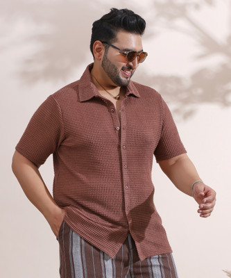 Instafab Plus Men Solid Casual Brown Shirt