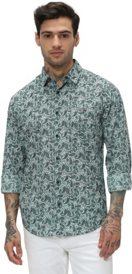 MUFTI Men Printed Casual Green, White Shirt