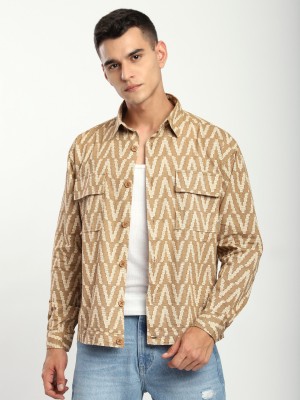 BEYOUNG Men Self Design Casual Beige Shirt