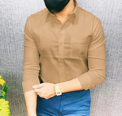 MAHADEV ENTERPRISE Men Solid Casual Brown Shirt