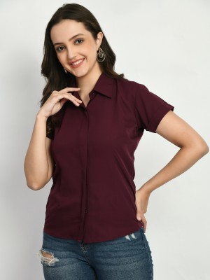 Akshatani Women Self Design Casual Maroon Shirt