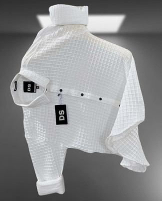 Eluyaana Fashion Men Self Design Casual White Shirt