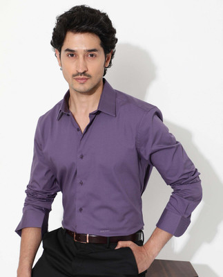 RARE RABBIT Men Solid Casual Purple Shirt