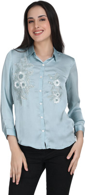 Blue Ronin Women Printed Casual Green Shirt