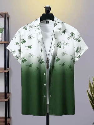 Radha Krishna Fashion Men Printed Casual Green, White Shirt
