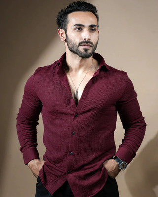 Bluecorp enterprise Men Solid Casual Maroon Shirt