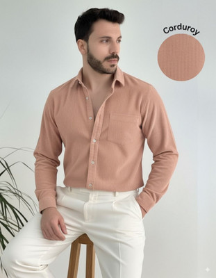 RIGO Men Self Design Casual Pink Shirt
