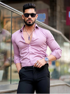 Jolly Creation Men Printed Formal Pink Shirt
