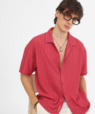 CAMPUS SUTRA Men Self Design Casual Red Shirt