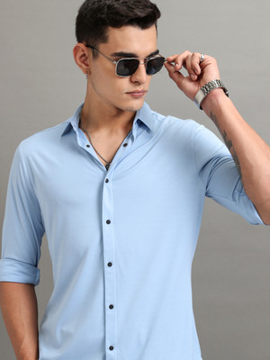 HIGHLANDER Men Solid Casual Light Blue Shirt