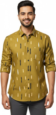 BBM MILLS Men Printed Casual Yellow Shirt