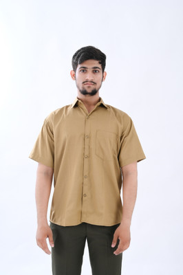 YUVI ENTRPRISES Men Solid Casual Khaki Shirt
