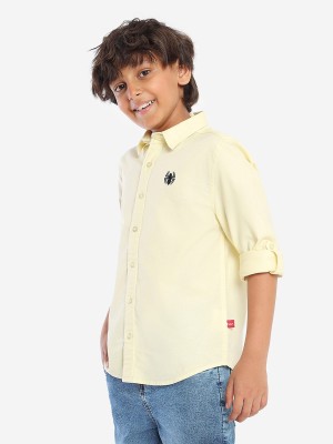 BONKIDS Boys Solid Casual Yellow Shirt