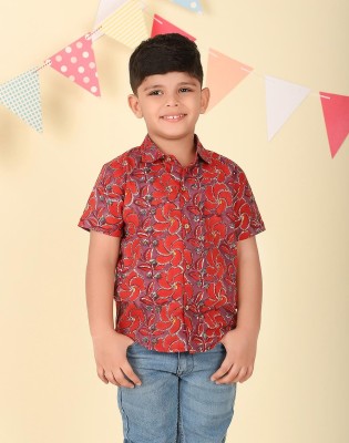 Fabindia Boys Printed Casual Red Shirt