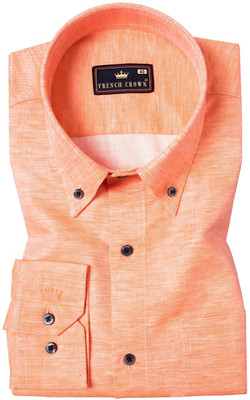 french crown Men Solid Casual Orange Shirt