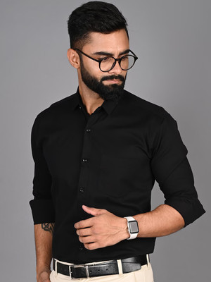 METRONAUT Men Solid Formal Black Shirt