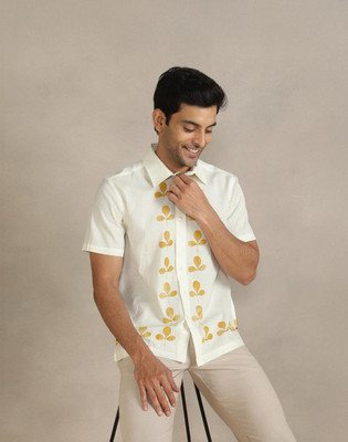 Fabindia Men Printed Casual White Shirt