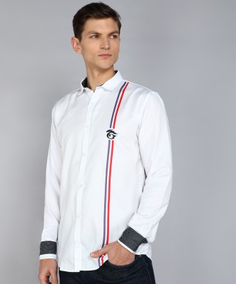 Indian Fashionista Men Striped Casual White Shirt