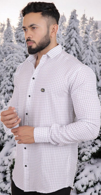 GCFAB Men Checkered Casual Grey Shirt