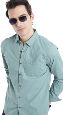 WROGN Men Solid Casual Green Shirt