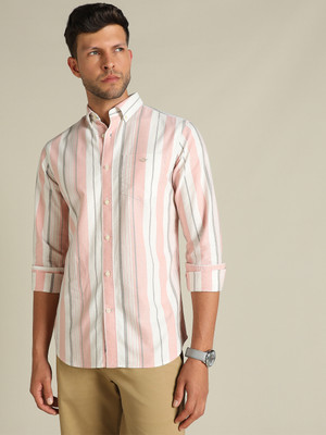 Dockers Men Striped Casual Orange Shirt