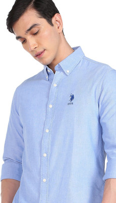 U.S. POLO ASSN. Men Solid Casual Blue Shirt