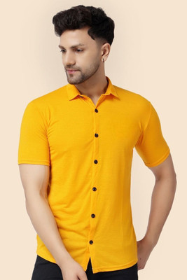 tfurnish Men Solid Casual Yellow Shirt