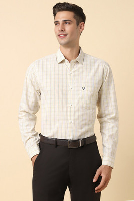 Allen Solly Men Checkered Formal Cream Shirt
