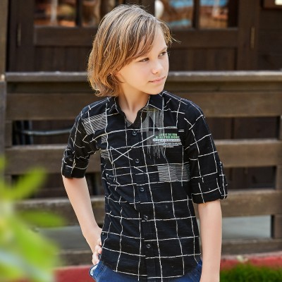 MashUp Boys Checkered Casual Black Shirt