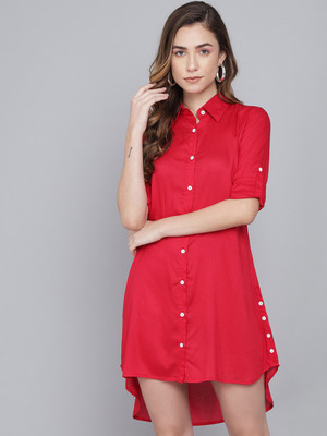 SANGEETA DEVI Women Self Design Casual Red Shirt
