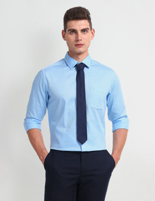ARROW Men Self Design Formal Blue Shirt