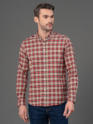 RED TAPE Men Checkered Casual Red Shirt