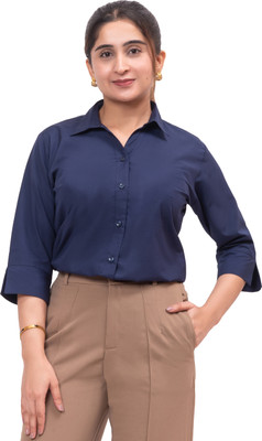 Esta Women Solid Formal Dark Blue Shirt