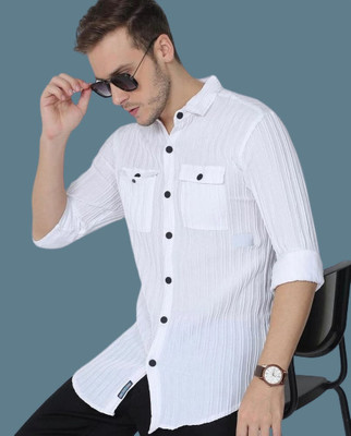 Ethavaa Men Self Design Casual White Shirt