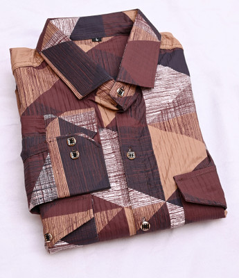 MOXTE Men Printed Casual Brown Shirt