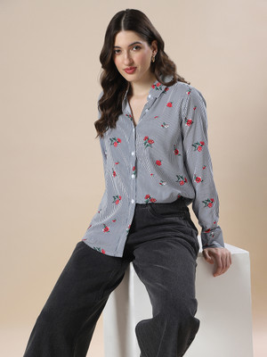Globus Women Striped Casual Blue, White Shirt